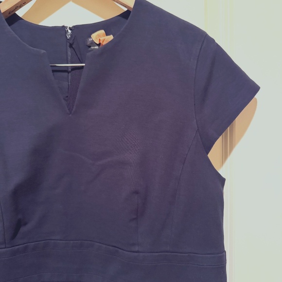 Ann Taylor Navy Blue Suit Sheath Dress with Cap Sleeves - 16 Petite - Picture 2 of 7